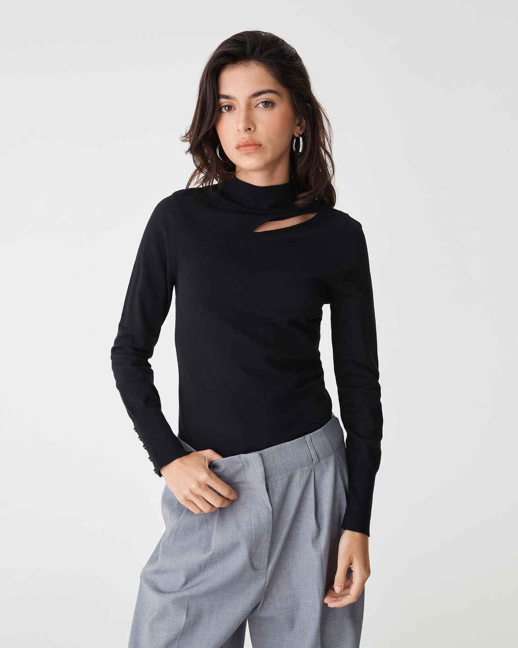 Alice Cut Out Knit in black — close-up view