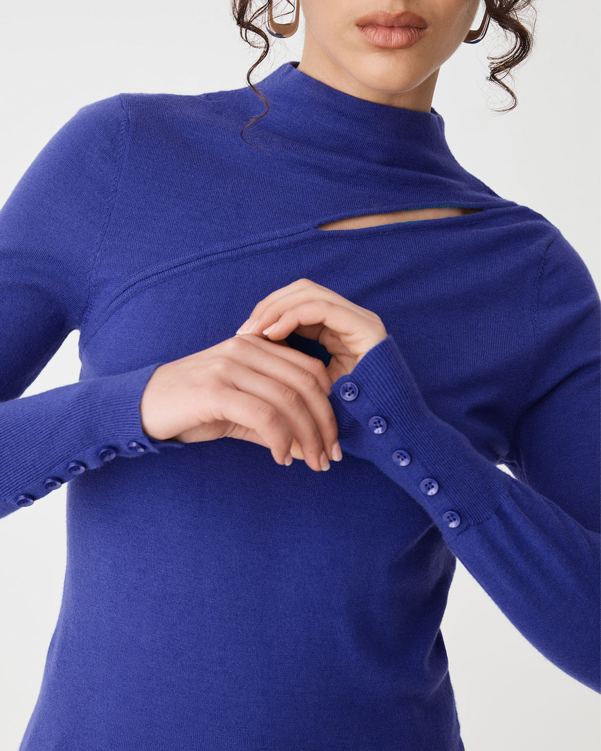 Alice Cut Out Knit in cobalt — fabric detail