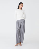 Tania Crew Neck Knit in ivory — full-length view