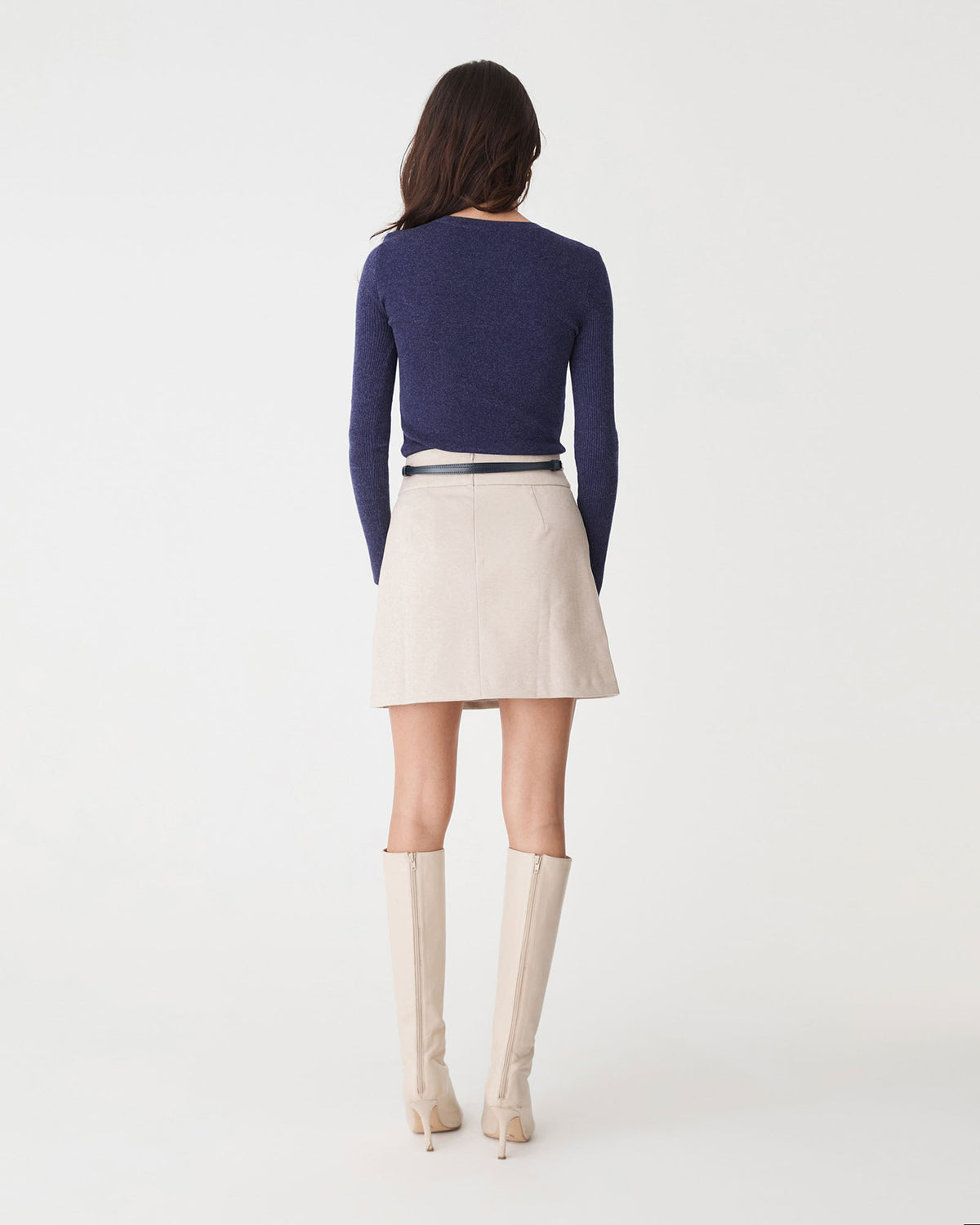 Tania Crew Neck Knit in navy — back view