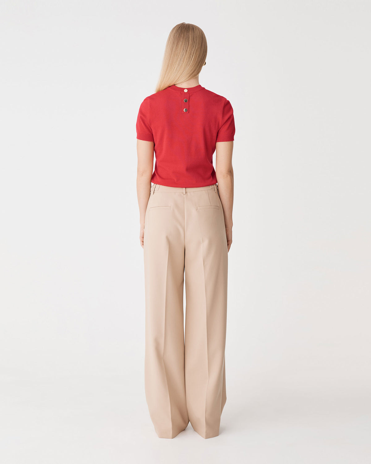 Catherine Short Sleeve Knit in scarlet — back view