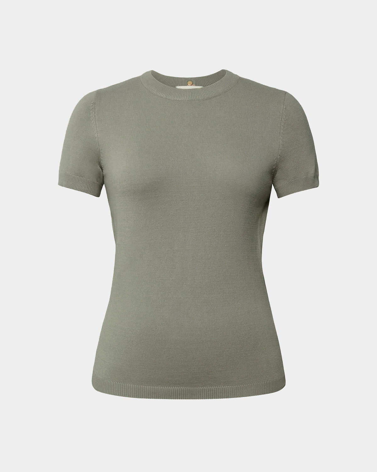 Catherine Short Sleeve Knit in silver sage — product-only view