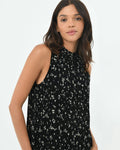 Della Pleated Top in black — close-up view