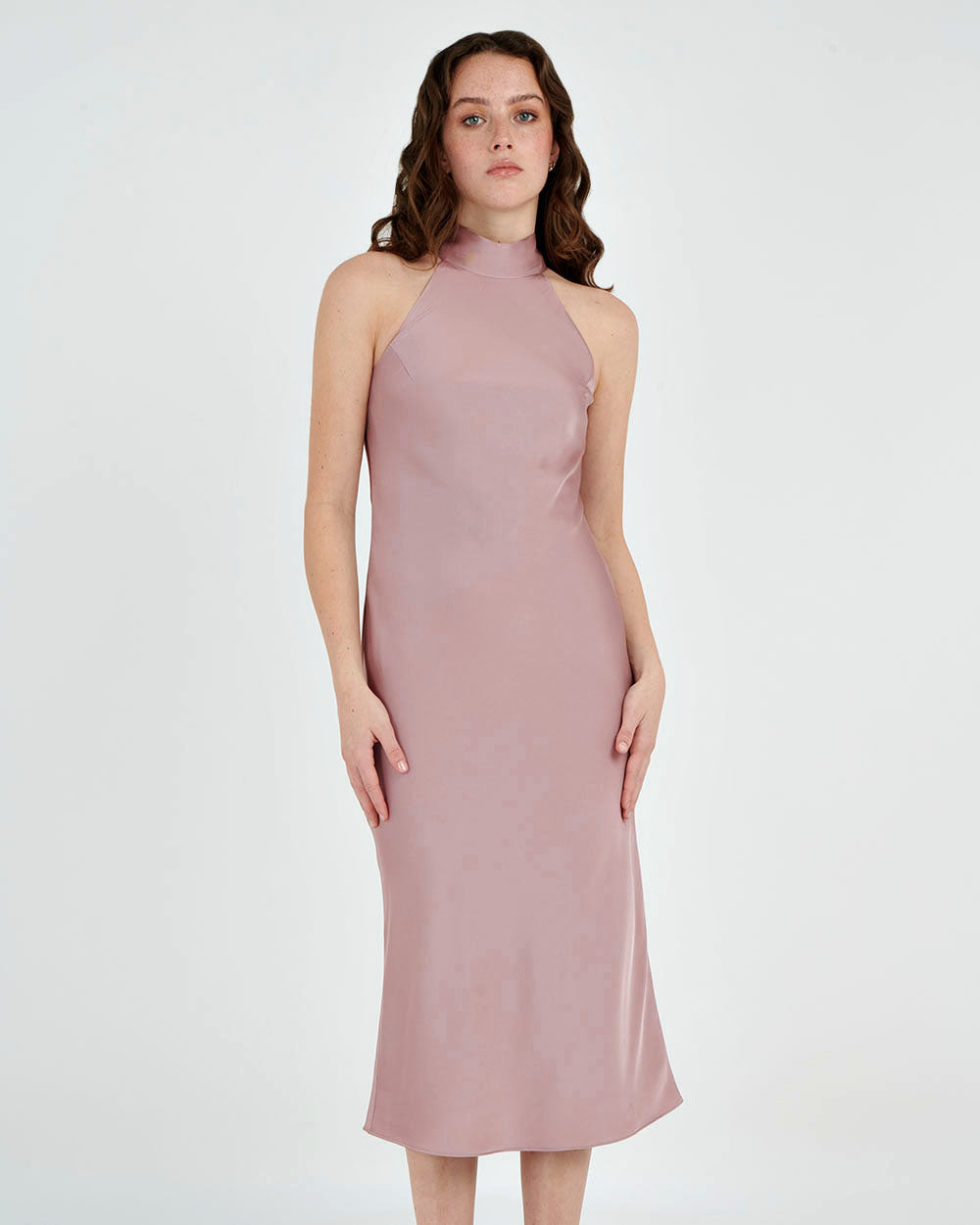 Martha Dress in misty rose — close-up view 3