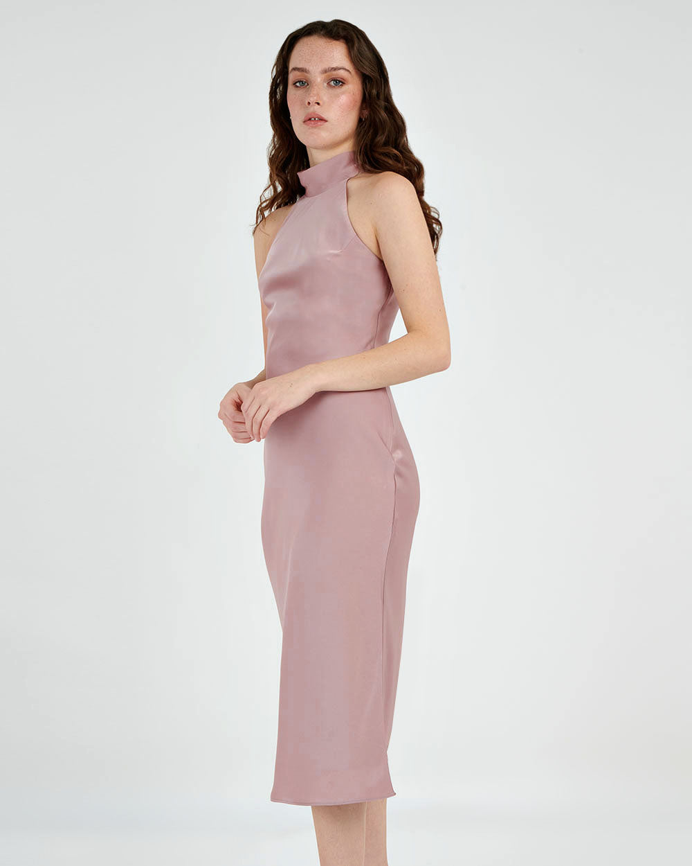Martha Dress in misty rose — side view