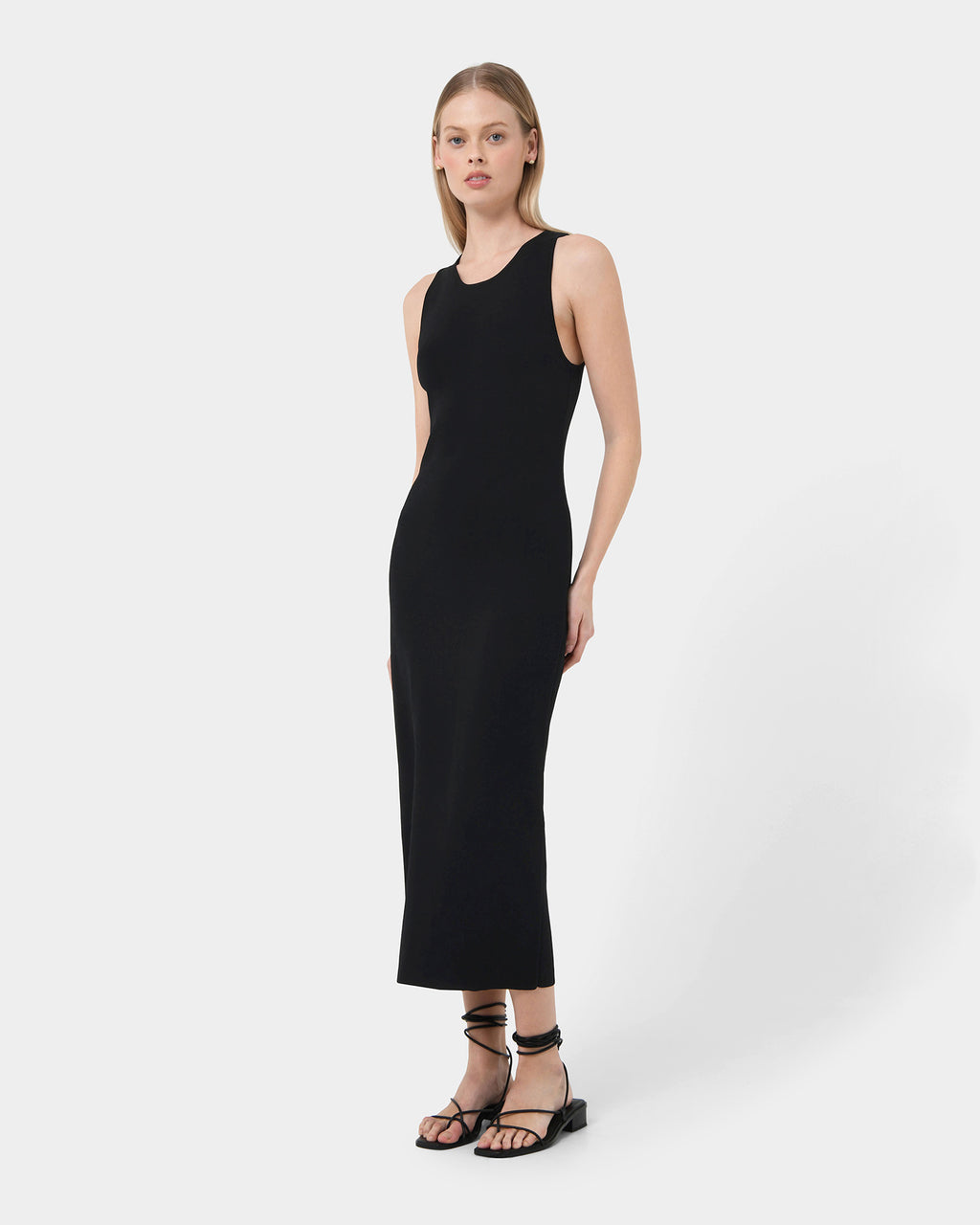 Rylin Racer Back Knit Dress in black — side view