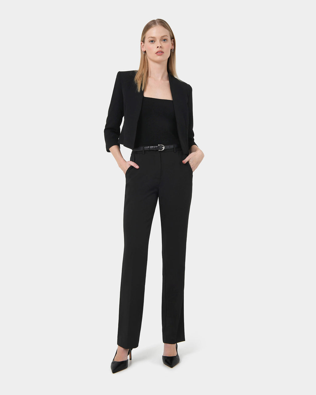 Polina Short Jacket in black — full-length view