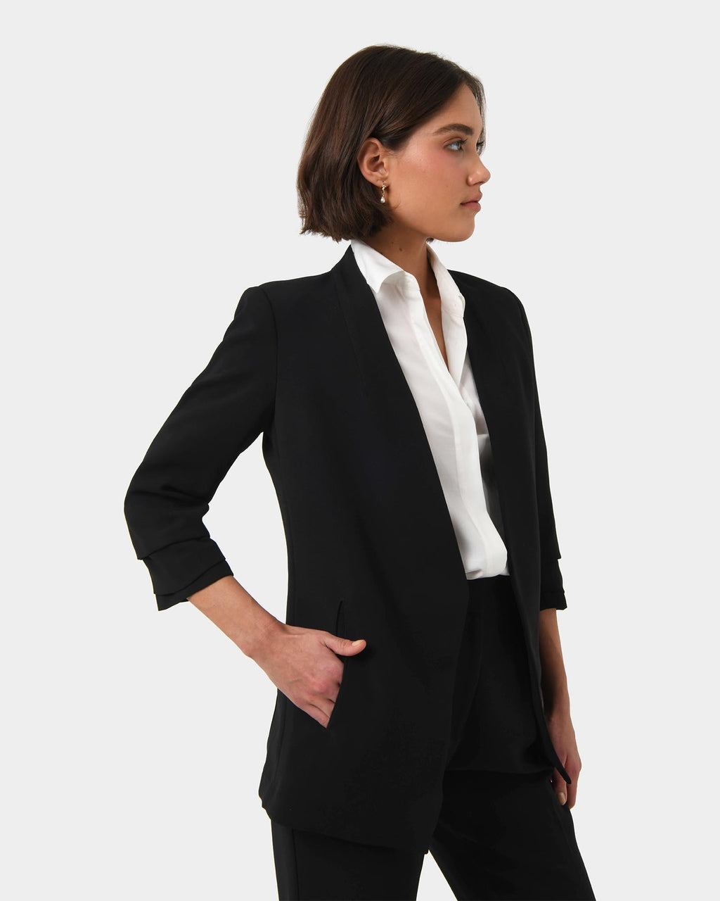 Carter 2 Collarless Blazer in black — side view