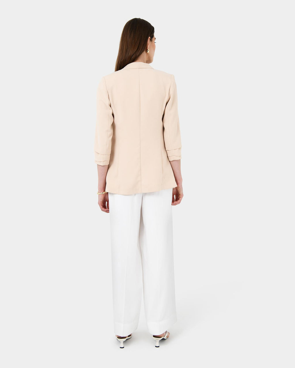 Carter 2 Collarless Blazer in ecru — back view