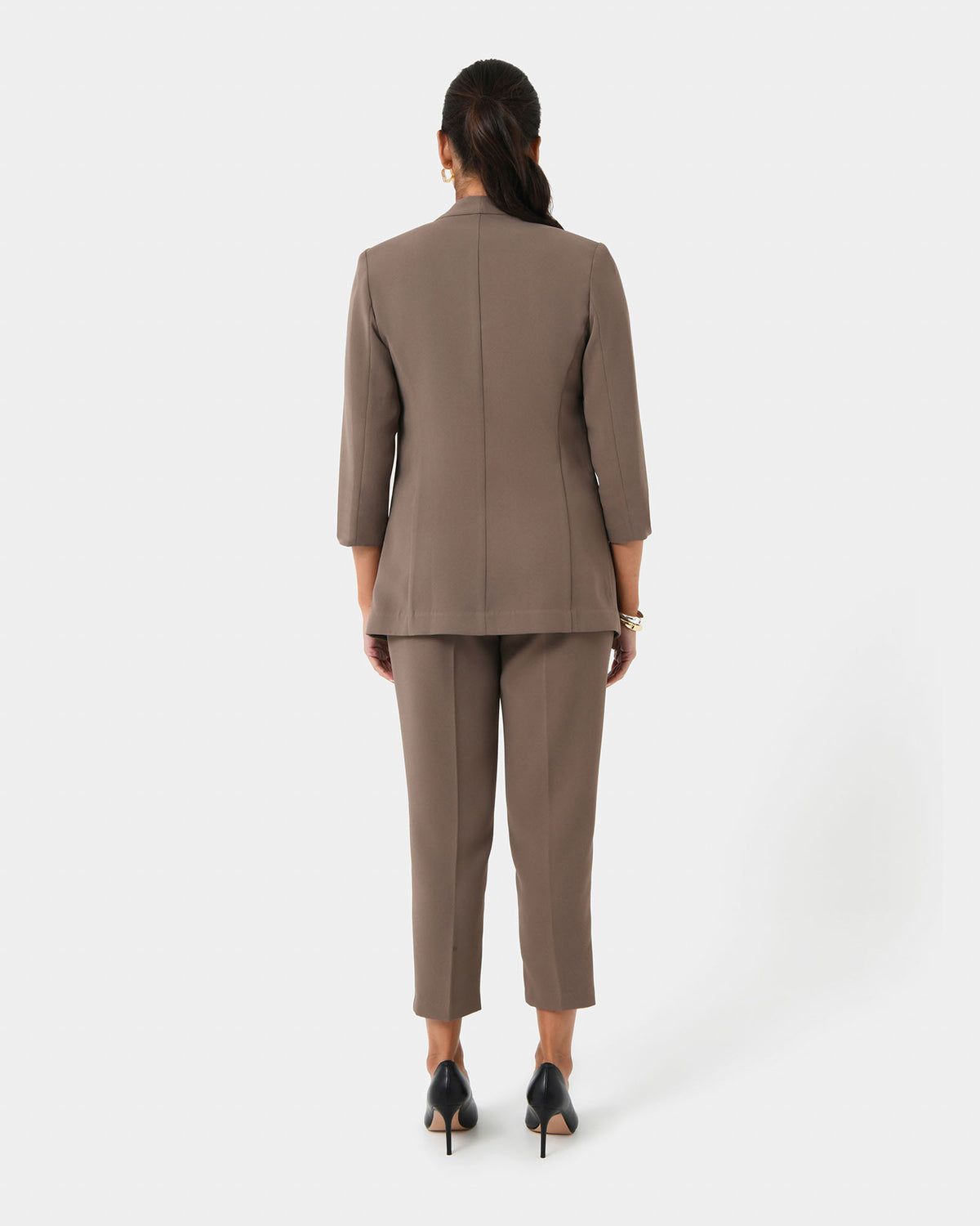 Carter 2 Collarless Blazer in sepia — back view
