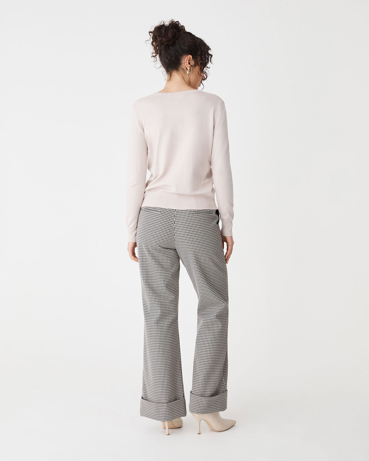 Joyce Knit Cardigan in beige — back view