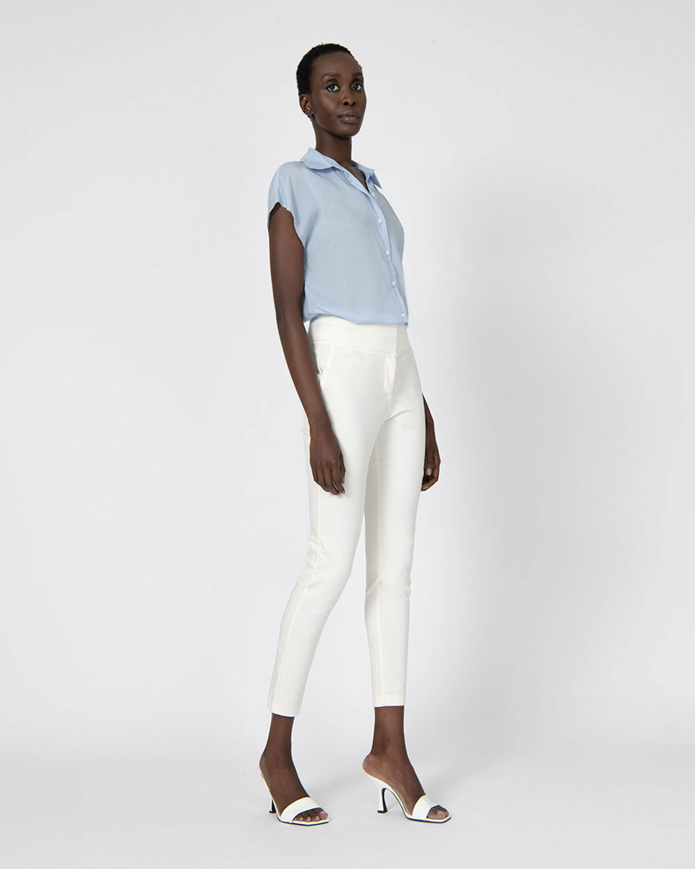 Maria High Waist Pants in ivory — side view