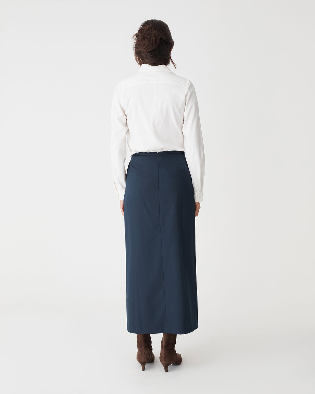 Morgan Collared Shirt in ivory — back view
