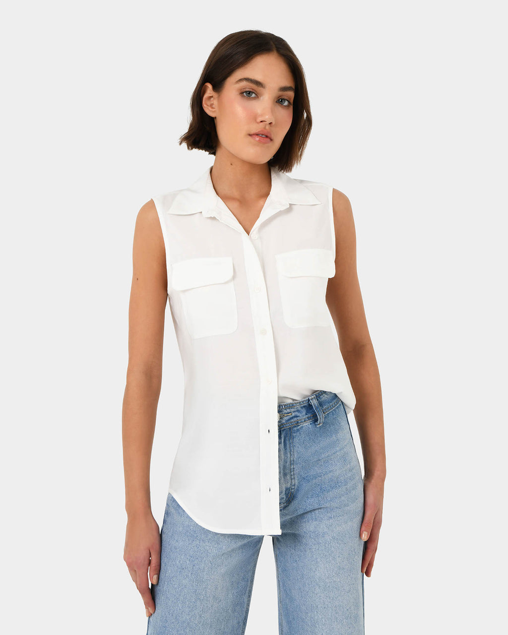 Aimee Sleeveless Shirt in ivory — view 2
