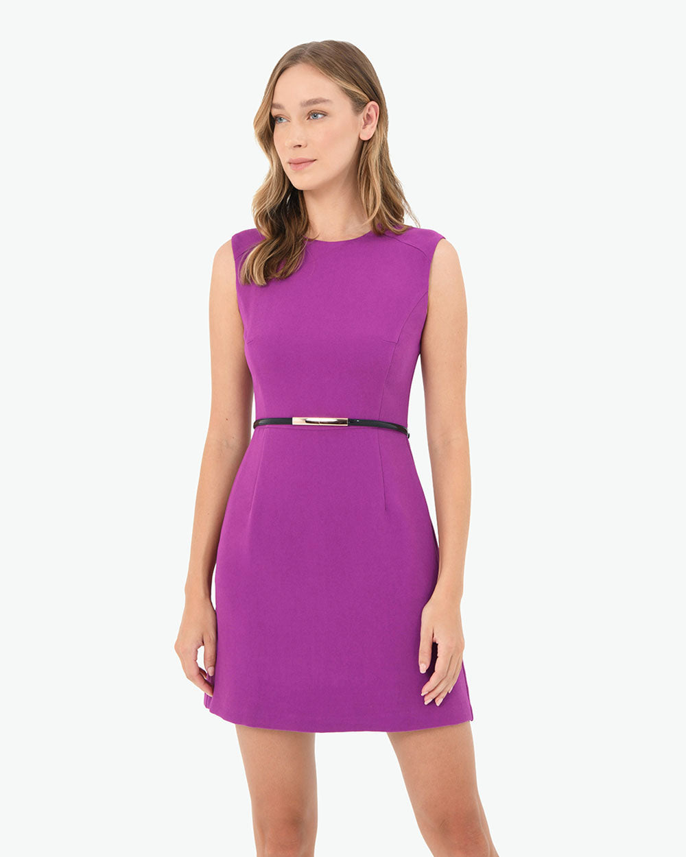 Polina Sleeveless Dress in vivid purple — close-up view