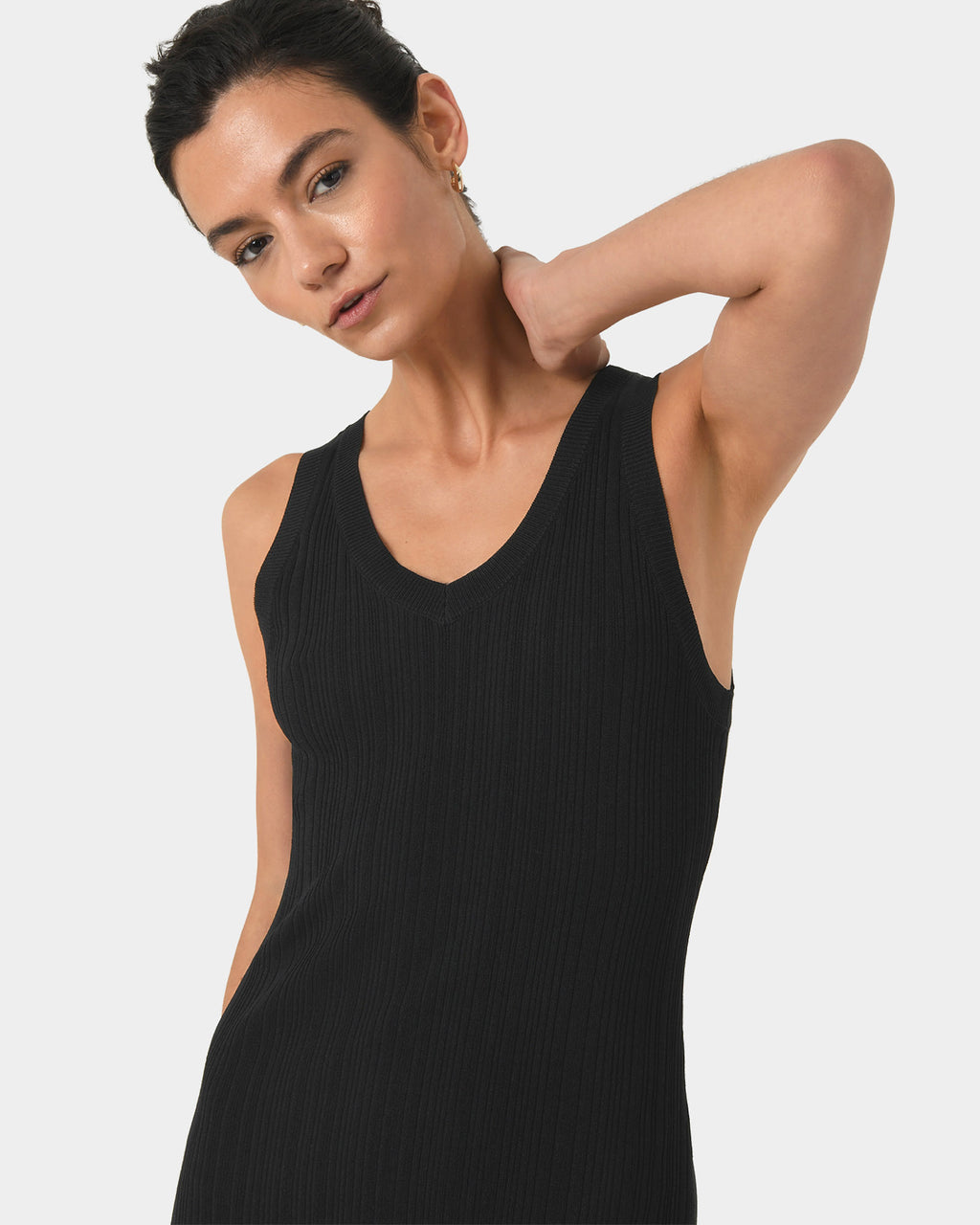 Isadora V-Neck Knit Dress in black — view 5
