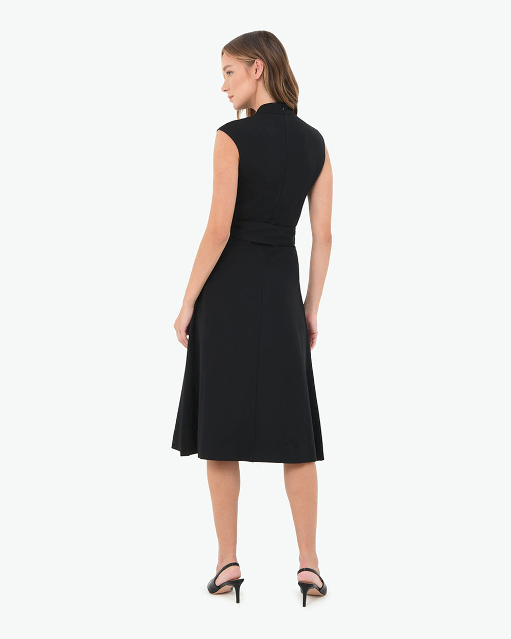 Wynter Ponte A-Line Dress in black — back view