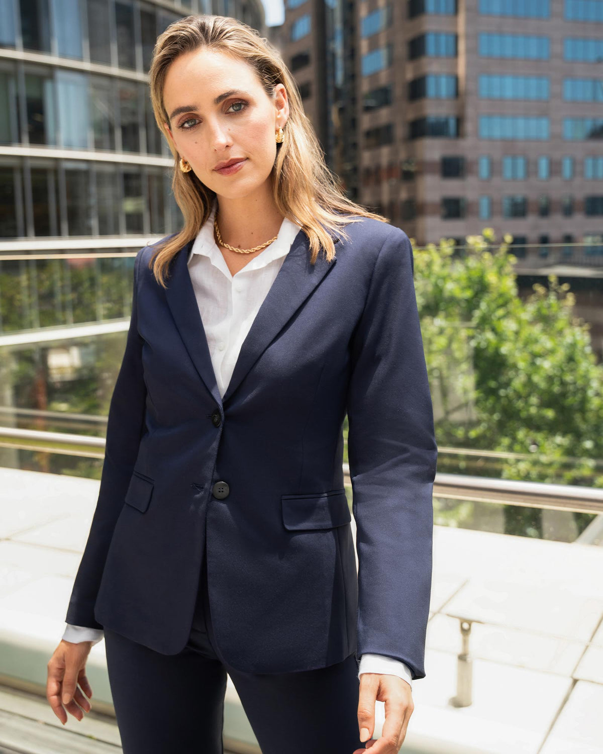 Lauren Single Breasted Jacket in navy — alternate view