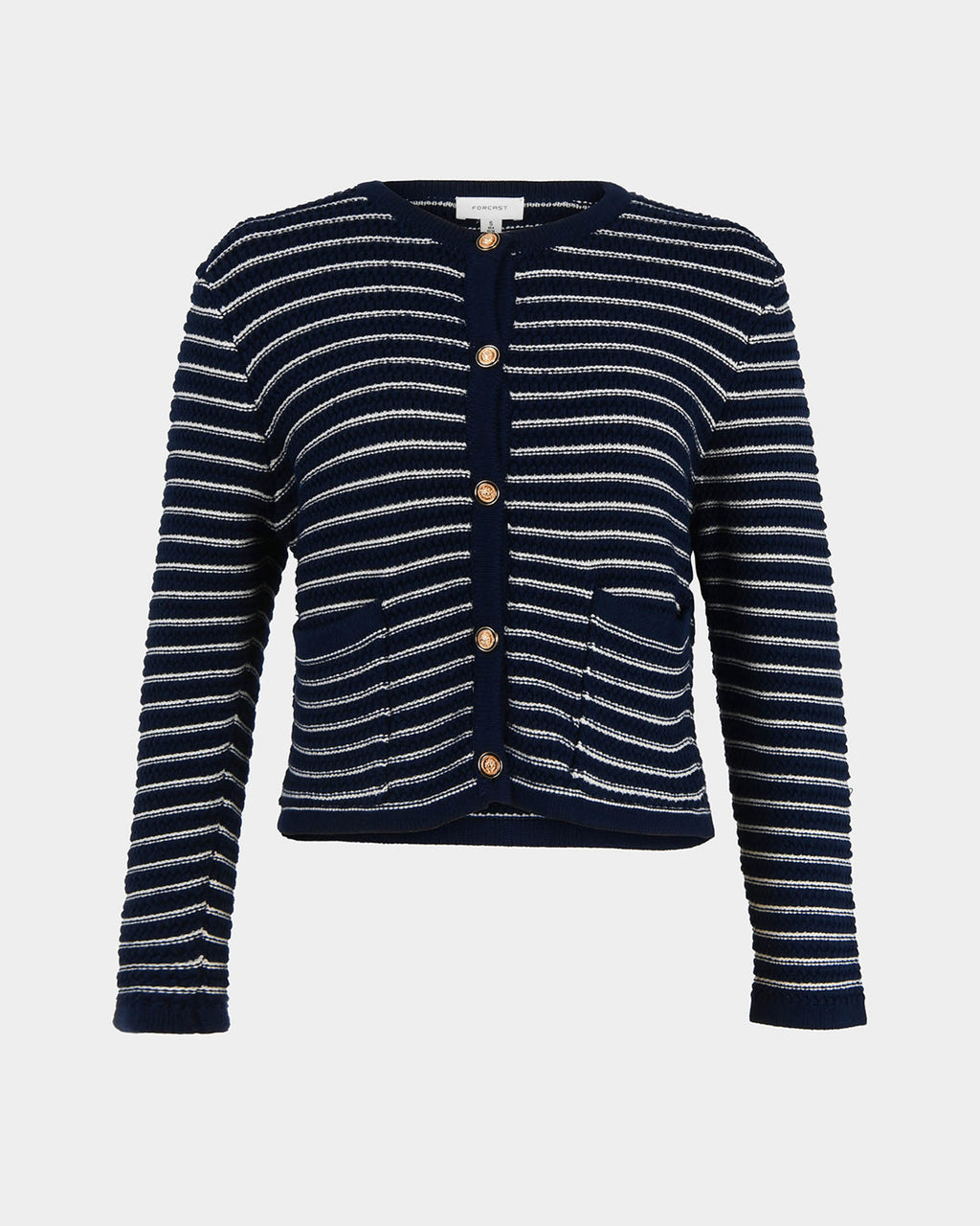 Hollis Textured Cardigan in navy ivory — product-only view