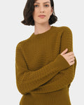 Evie Waffle Knit Jumper in dark olive — close-up view