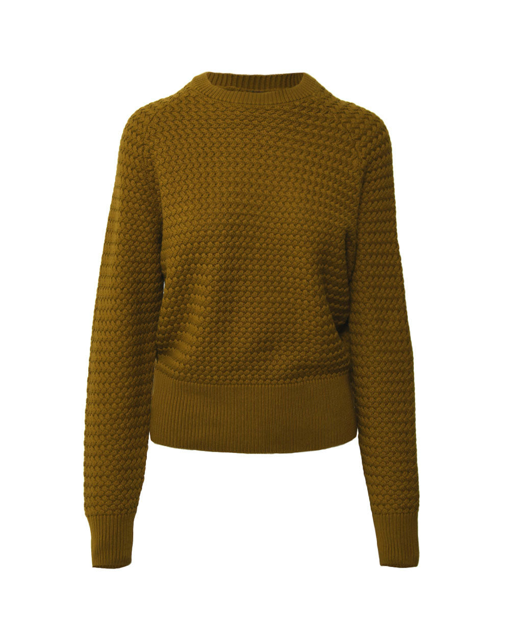 Evie Waffle Knit Jumper in dark olive — product-only view