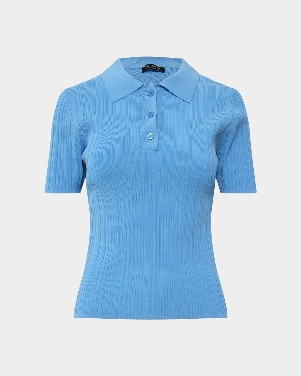 Cosette Rib Polo Knit in stone blue — product-only view