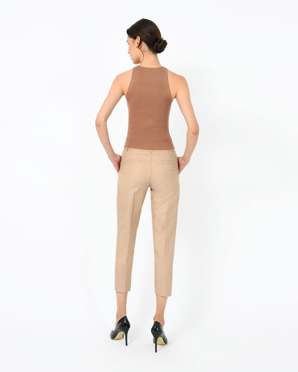 Sylvie Tapered Pants in pink salt — back view
