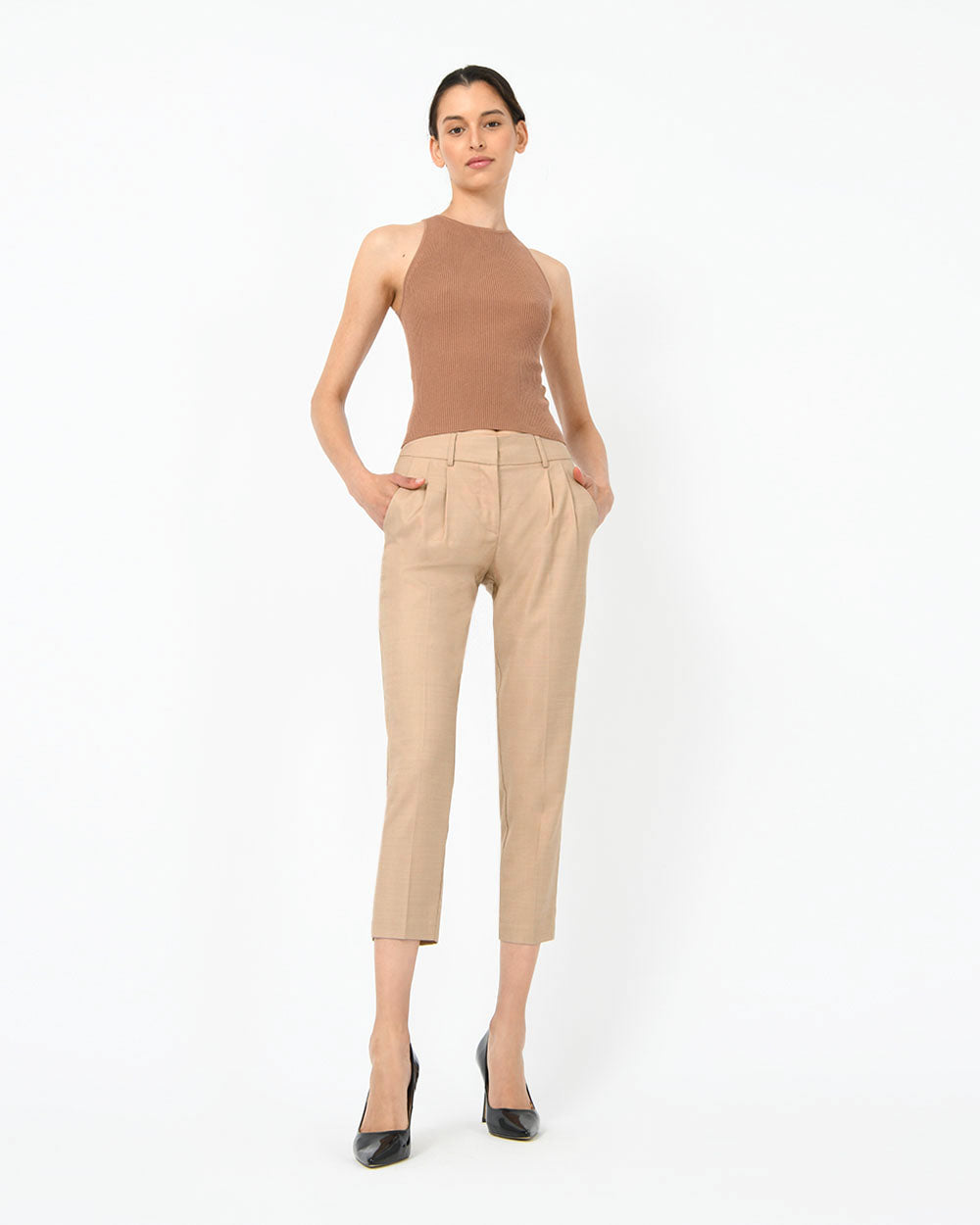 Sylvie Tapered Pants in pink salt — full-length view 2