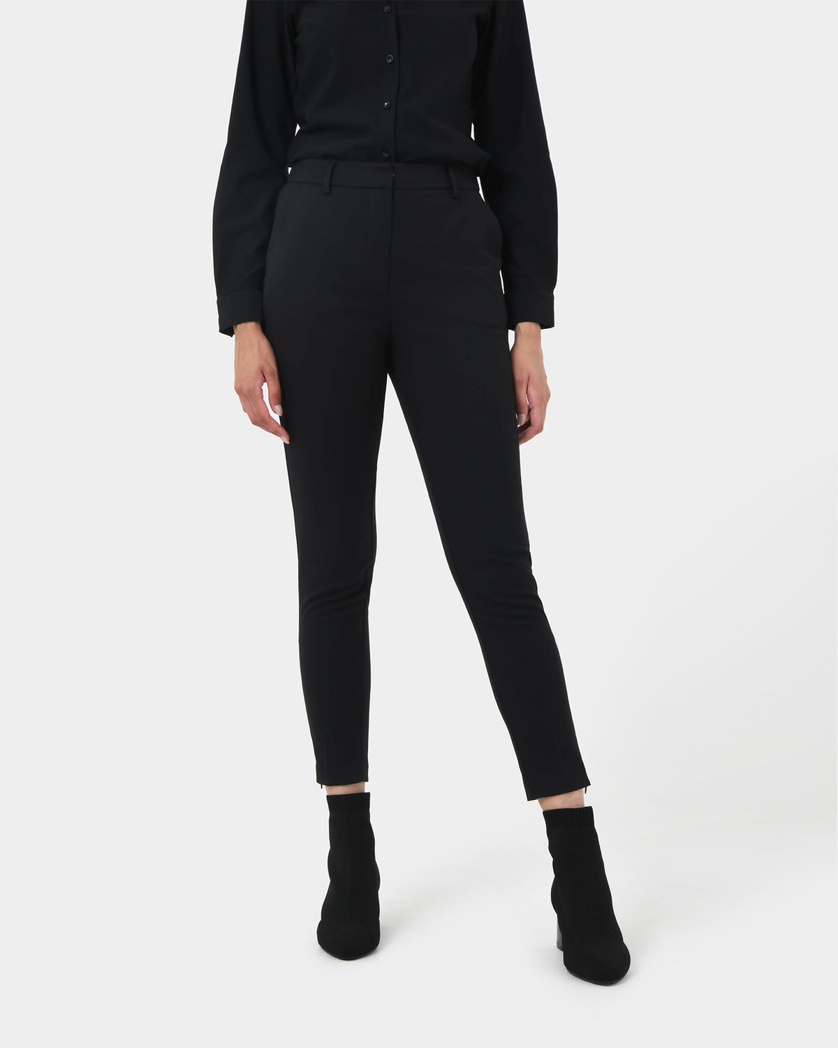 Karlie Slim Fit Trousers in black — close-up view