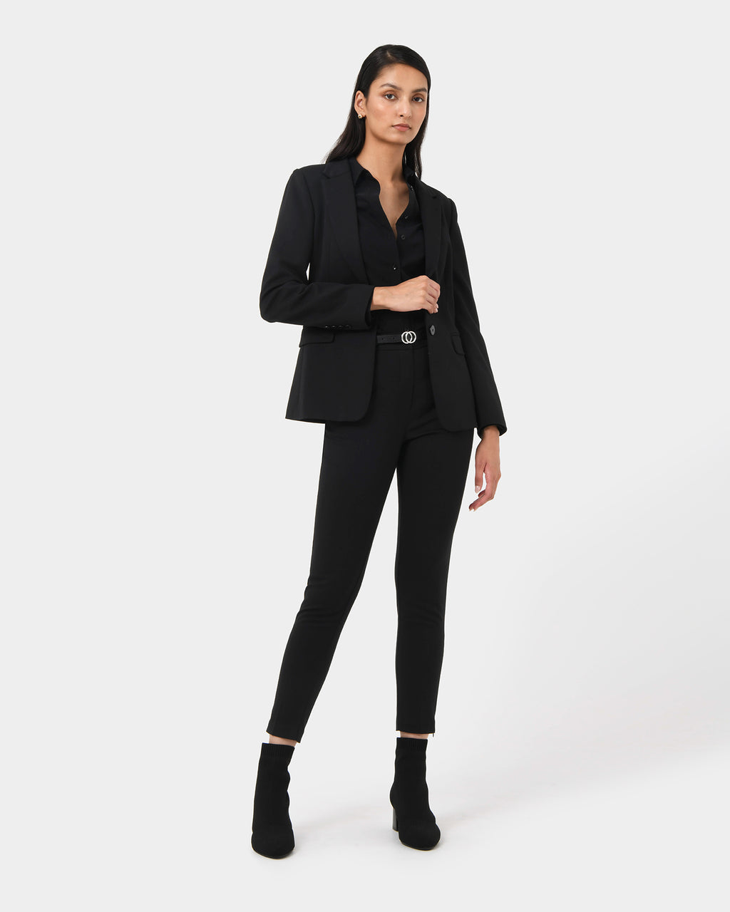 Karlie Slim Fit Trousers in black — full-length view 2