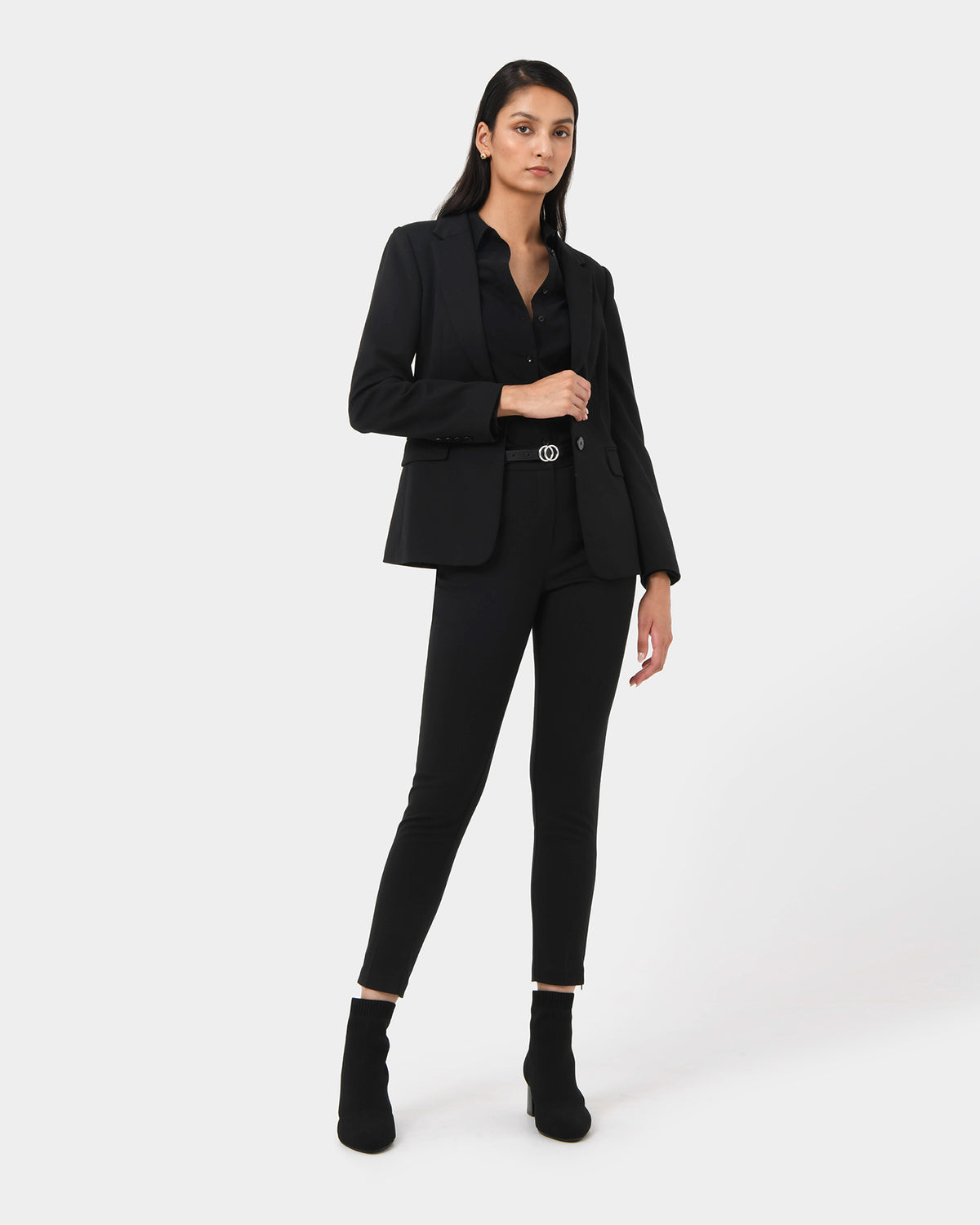 Karlie Slim Fit Trousers in black — full-length view 2