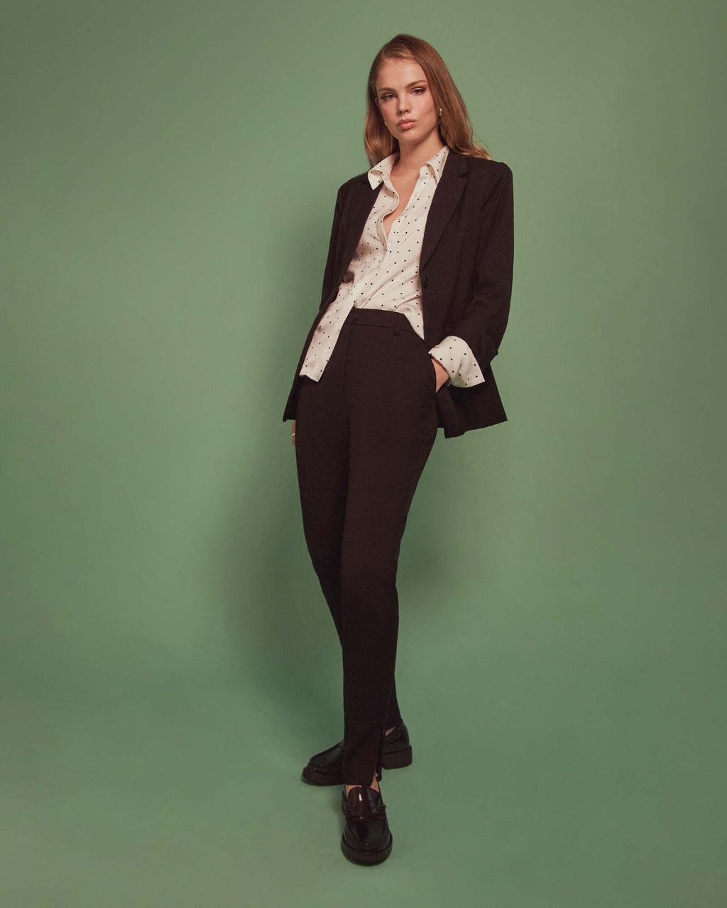 Karlie Slim Fit Trousers in black — full-length view 3