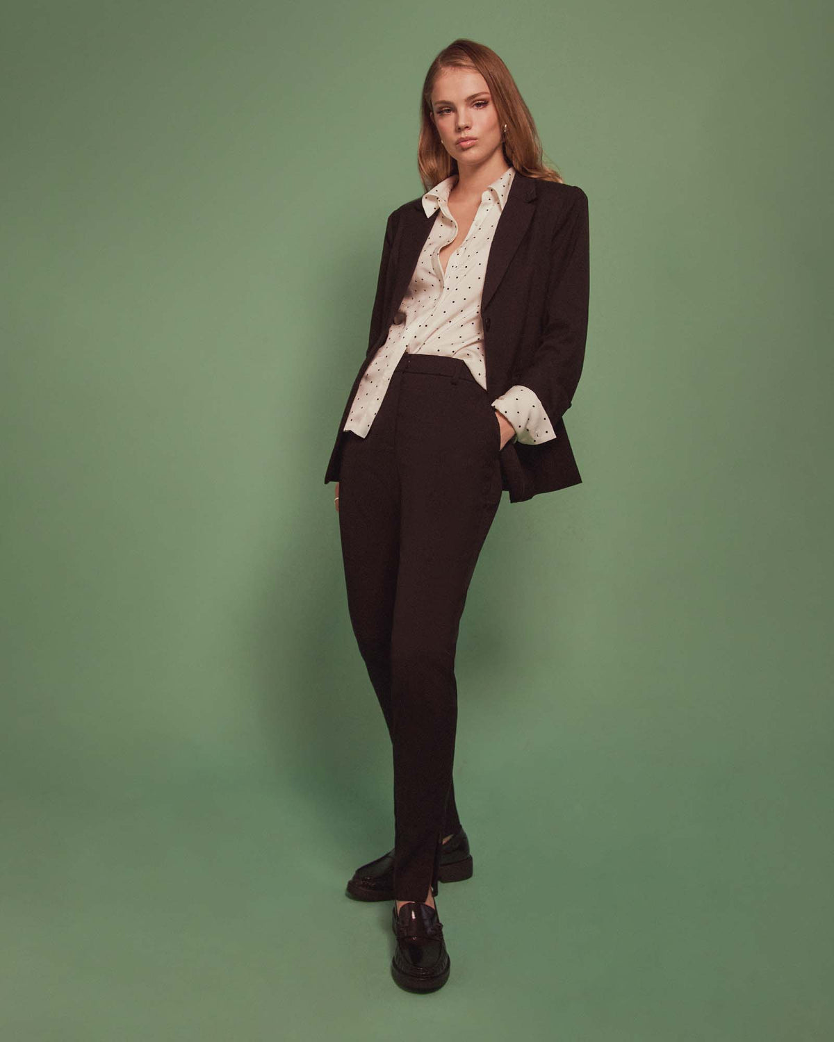 Karlie Slim Fit Trousers in black — full-length view 3