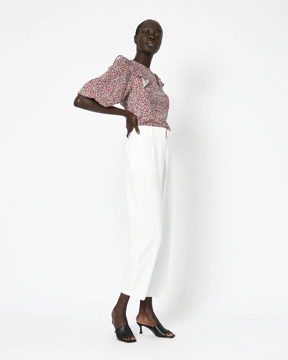 Kaylie High Waisted Pants in ivory — side view