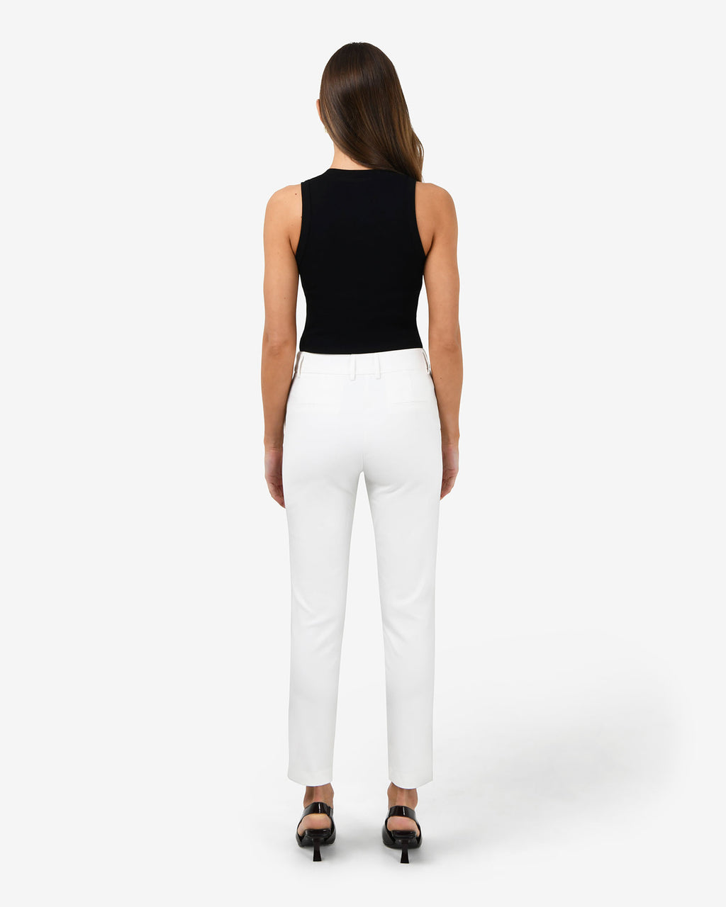 Safira High-Waist Trousers in ivory — back view