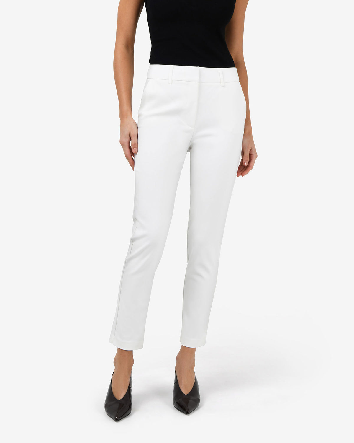 Safira High-Waist Trousers in ivory — close-up view