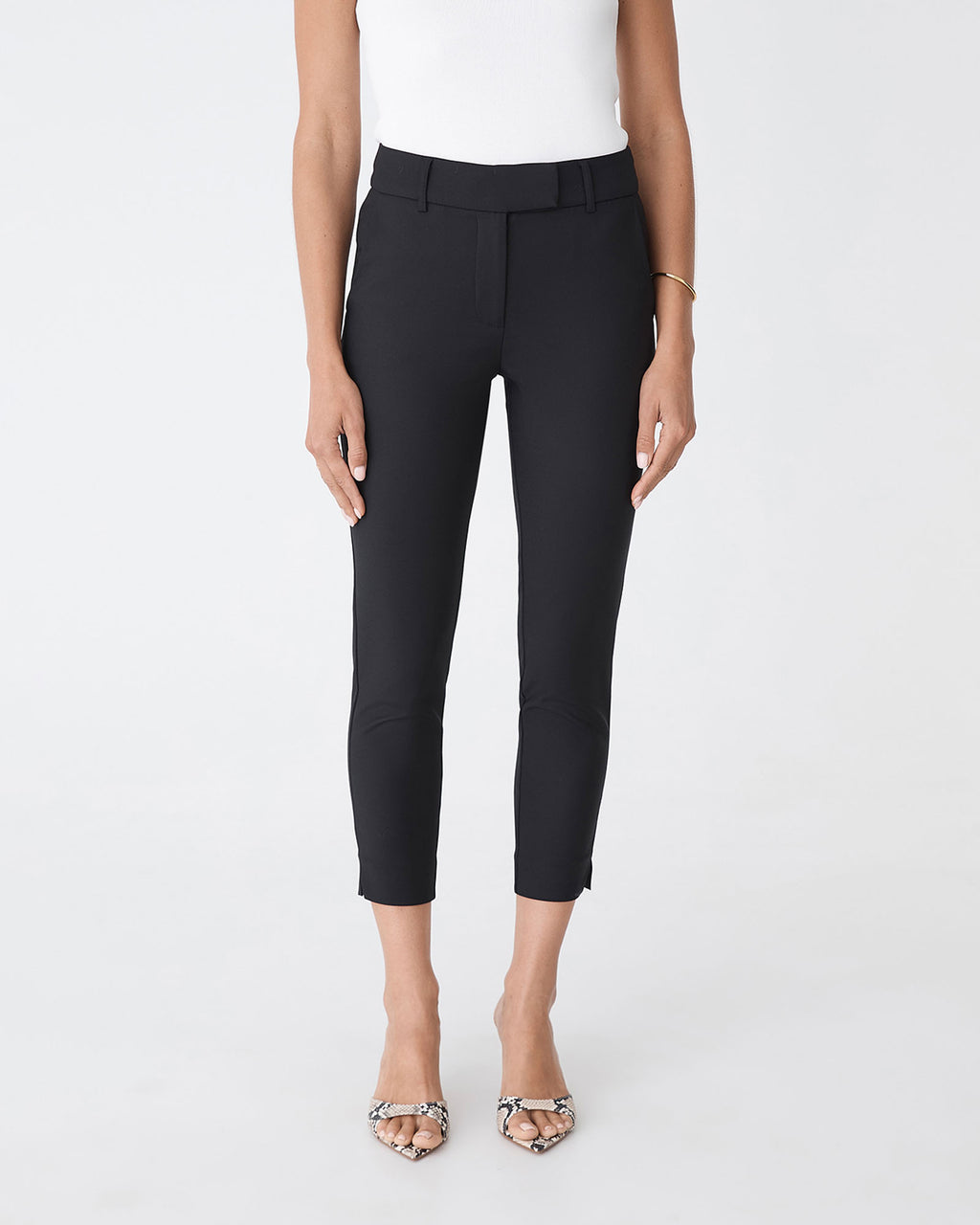 Josie 2 Cropped Notch Pants in black — close-up view