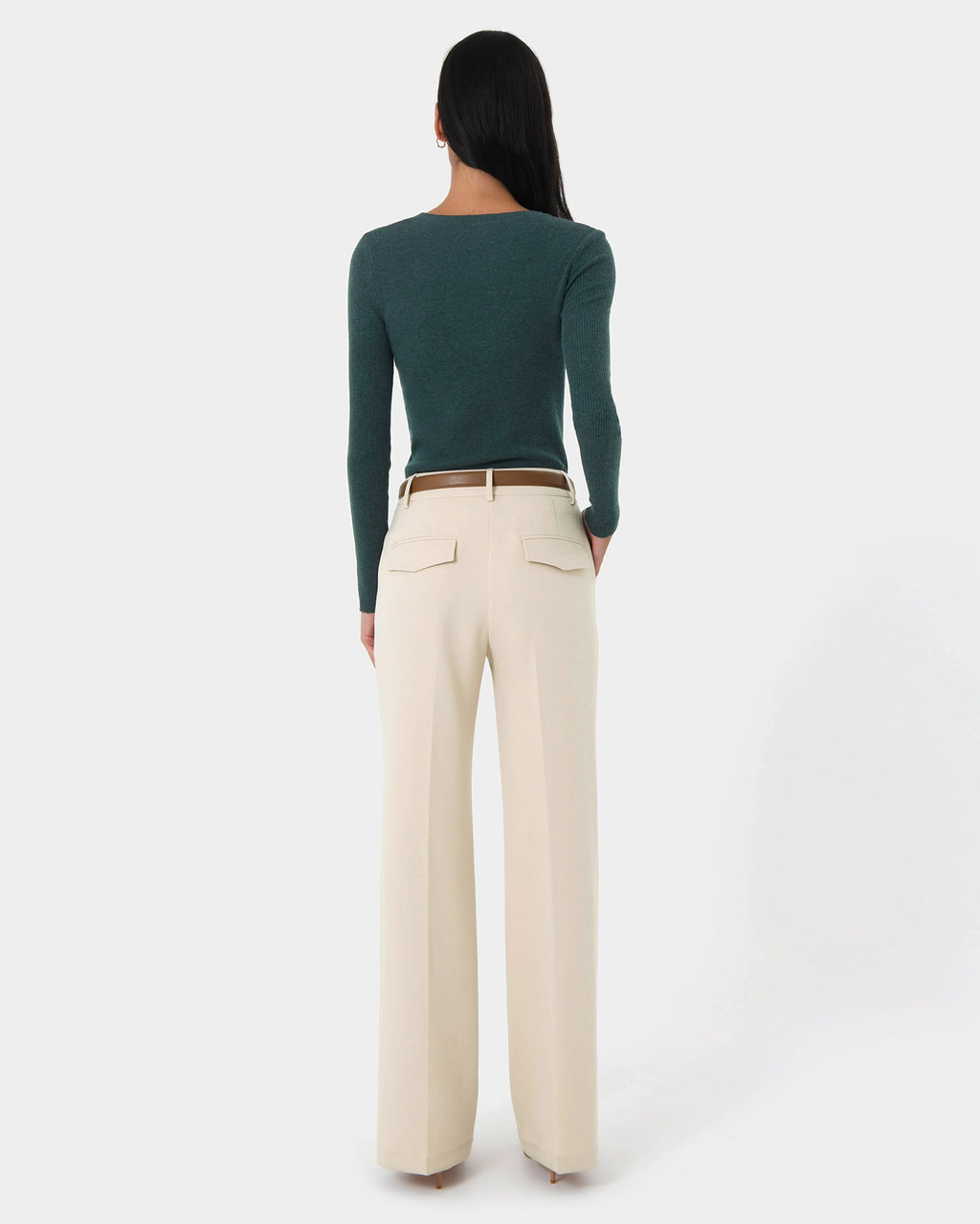 Teena Flare Pants in vanilla — back view