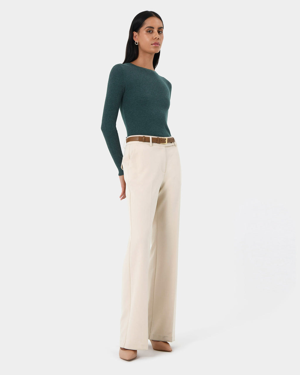 Teena Flare Pants in vanilla — side view