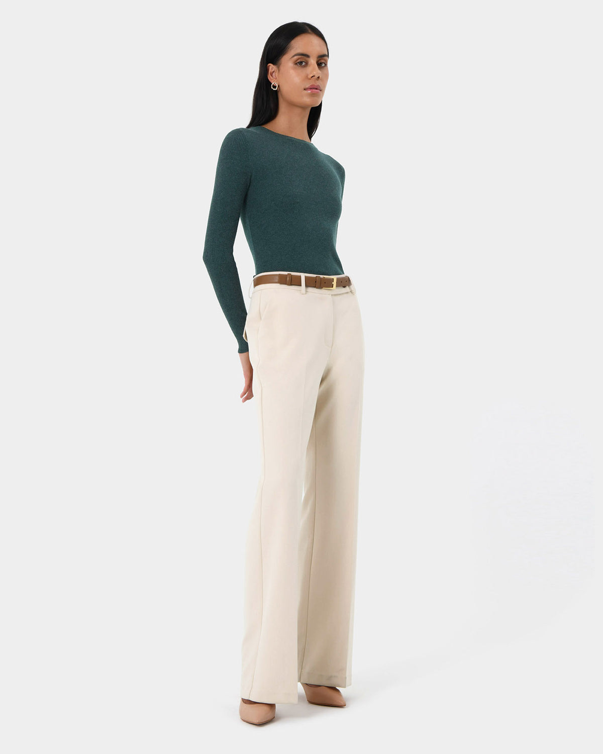 Teena Flare Pants in vanilla — side view