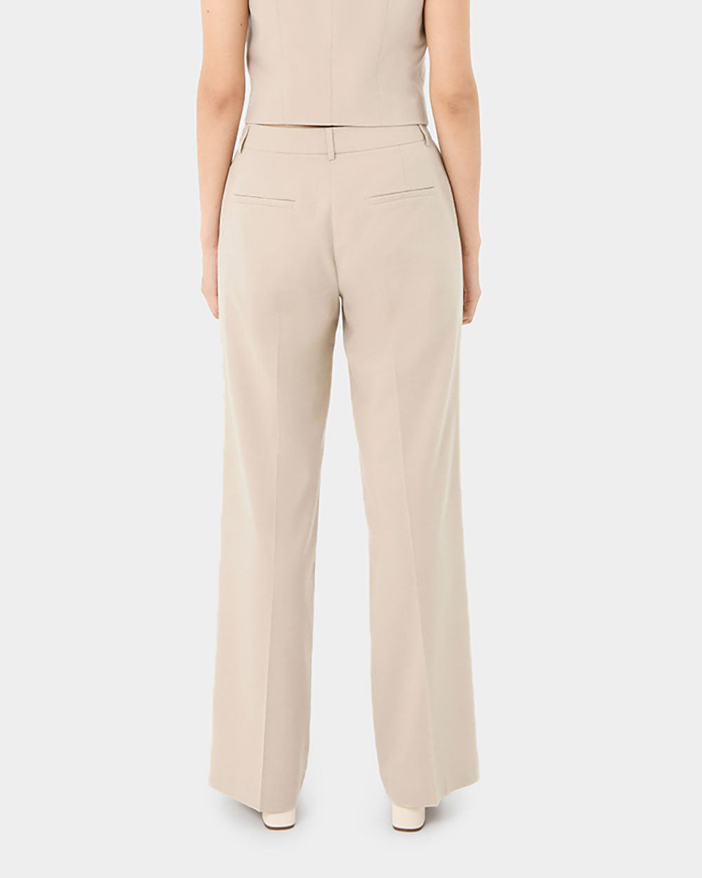 Mariel Wide Trousers in sand beige — back view
