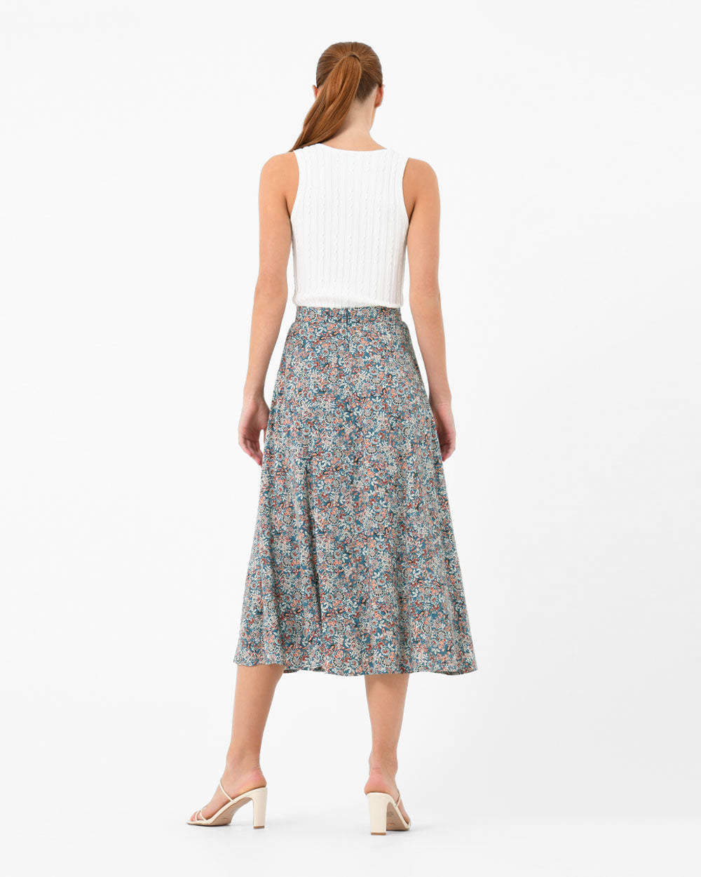 Cielo Printed Midi Skirt in multi — back view