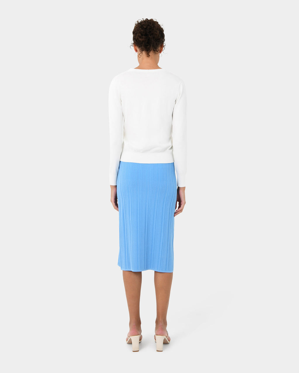 Cosette Rib Knit Skirt in stone blue — back view
