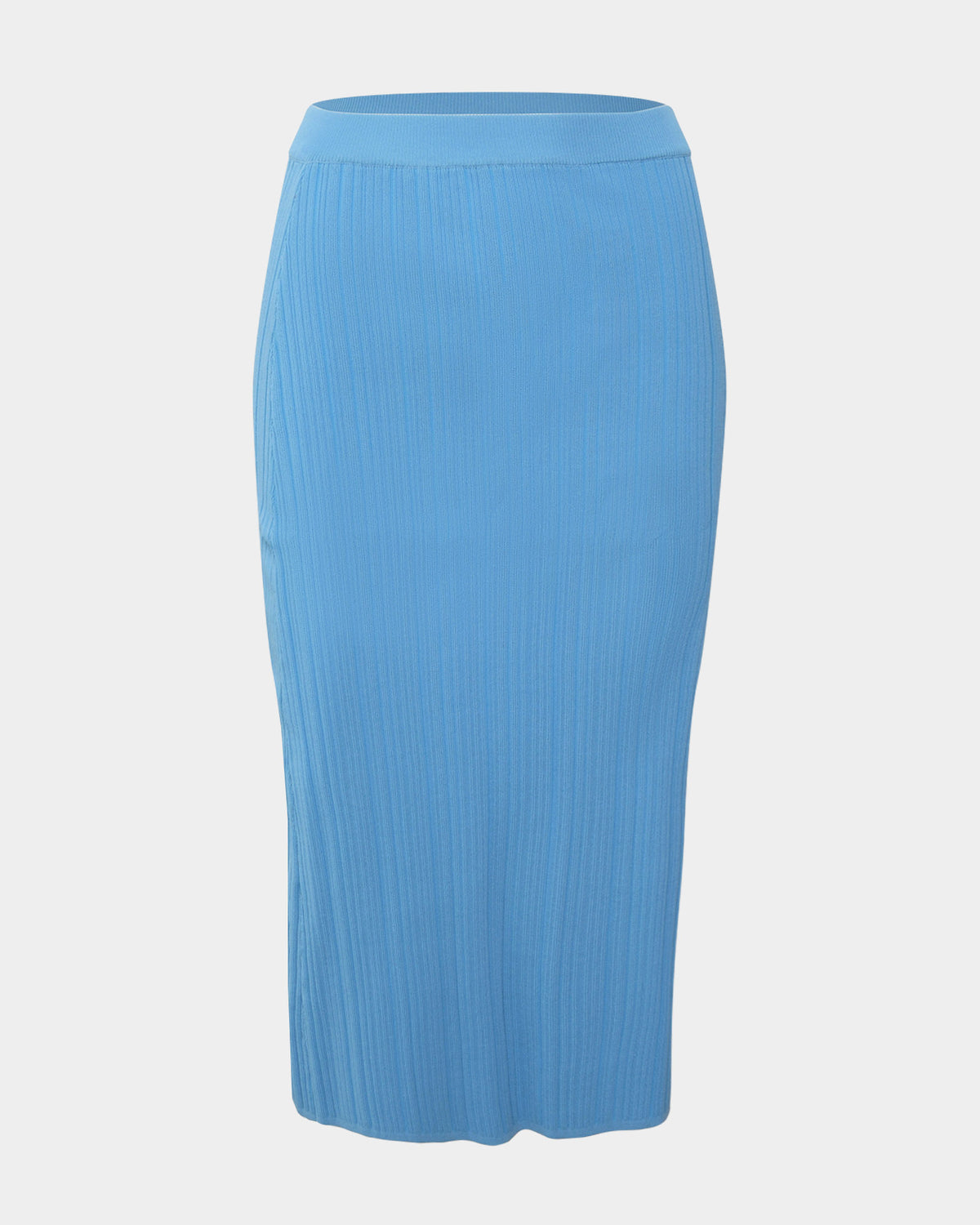 Cosette Rib Knit Skirt in stone blue — product-only view