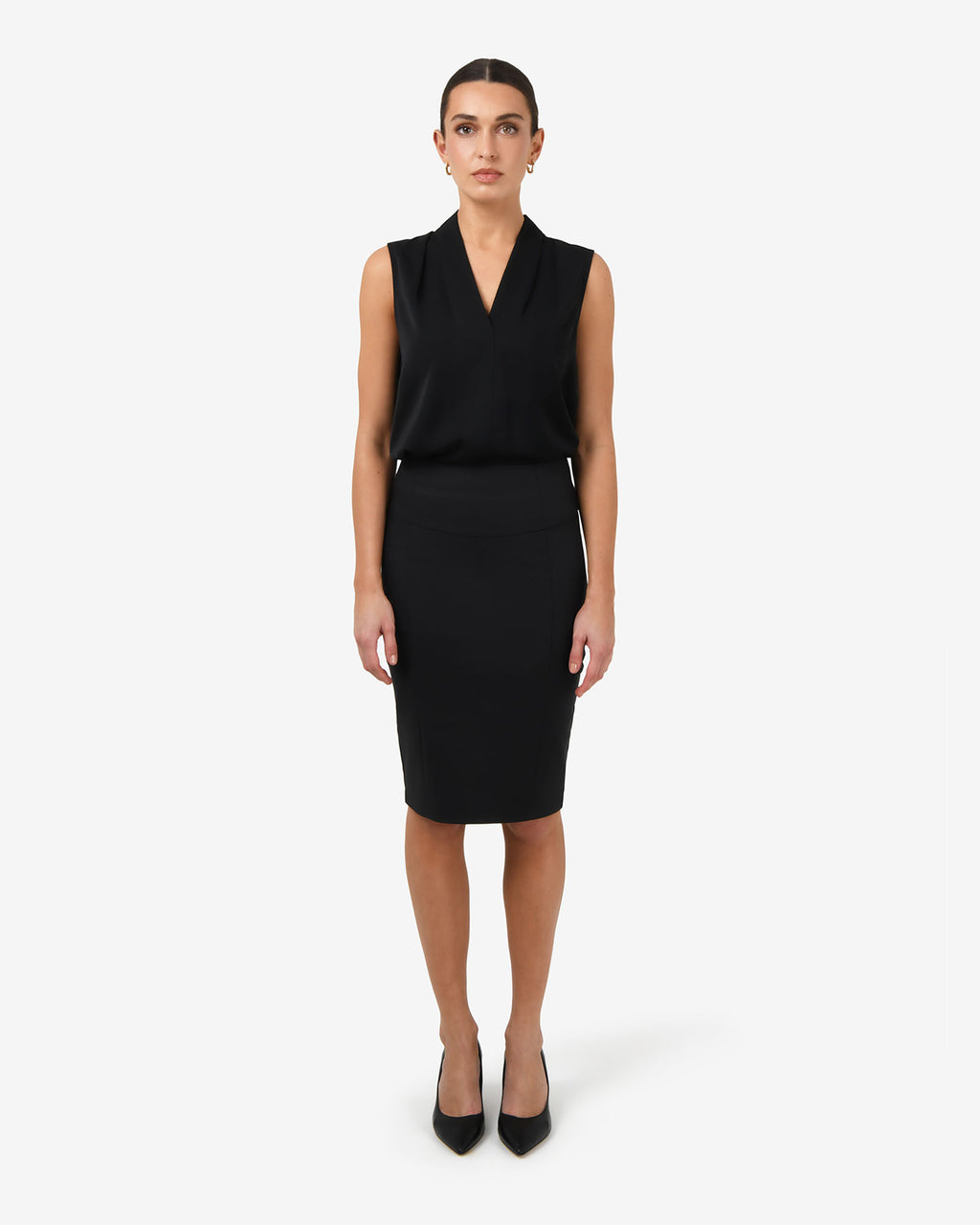 Safira Pencil Skirt in black — full-length view