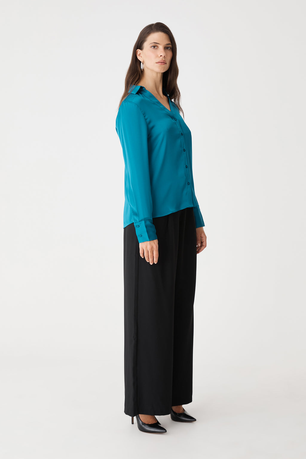 Lila V-Neck Satin Blouse