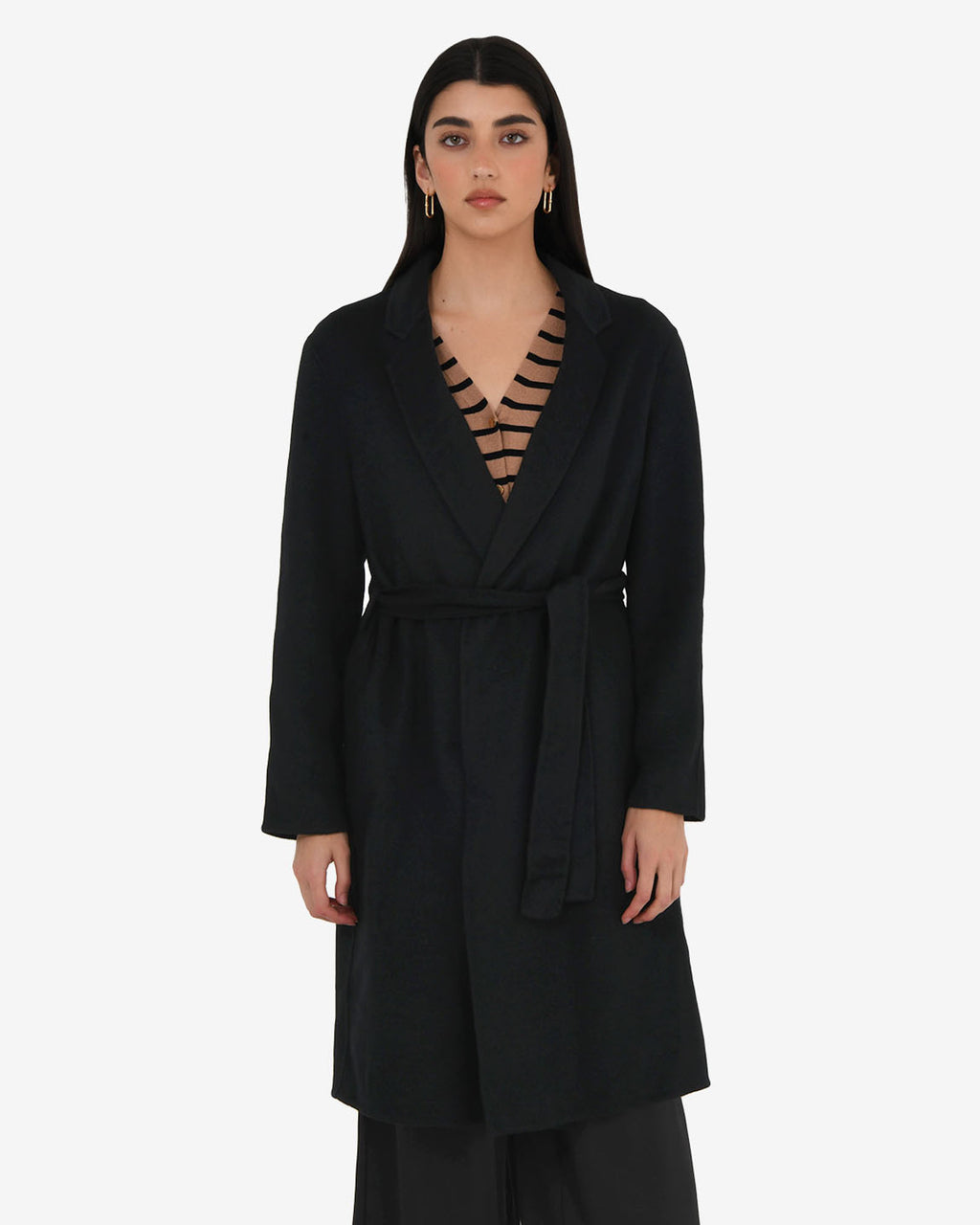 Collins Wool Blend Coat in black — close-up view