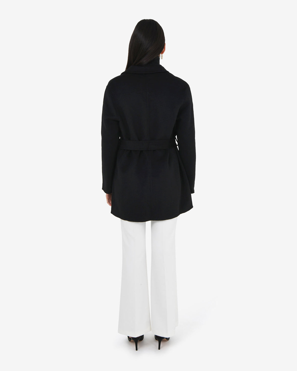 Collins Wool Short Coat in black — back view