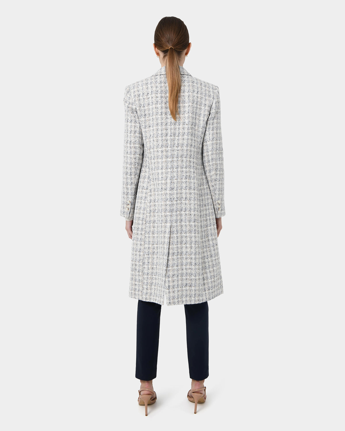 Amal Tweed Coat in multi — back view