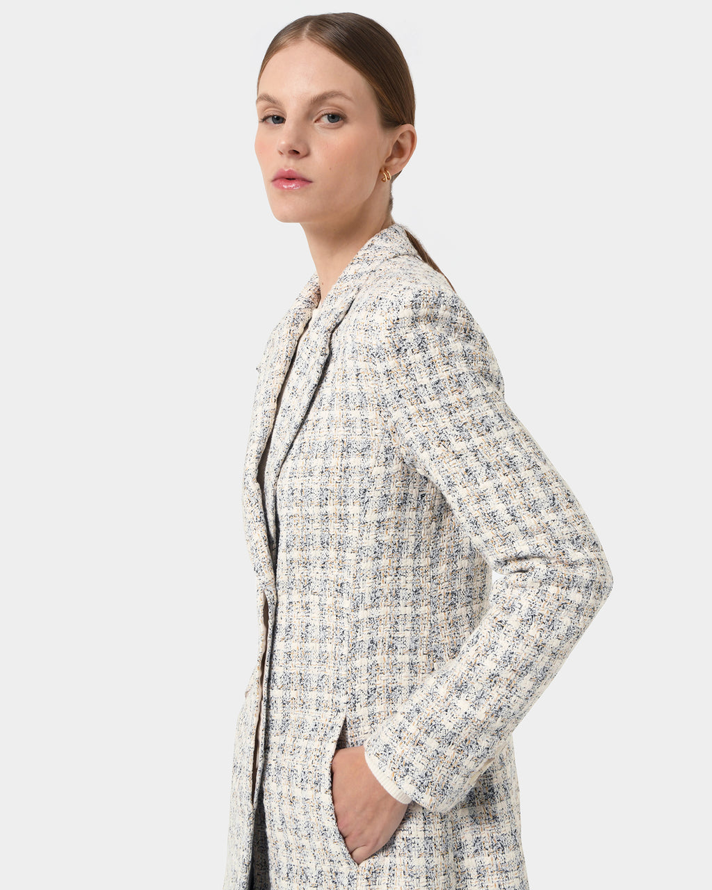 Amal Tweed Coat in multi — side view